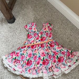 Cheeky Plum Pink Floral Dress with Green Accents